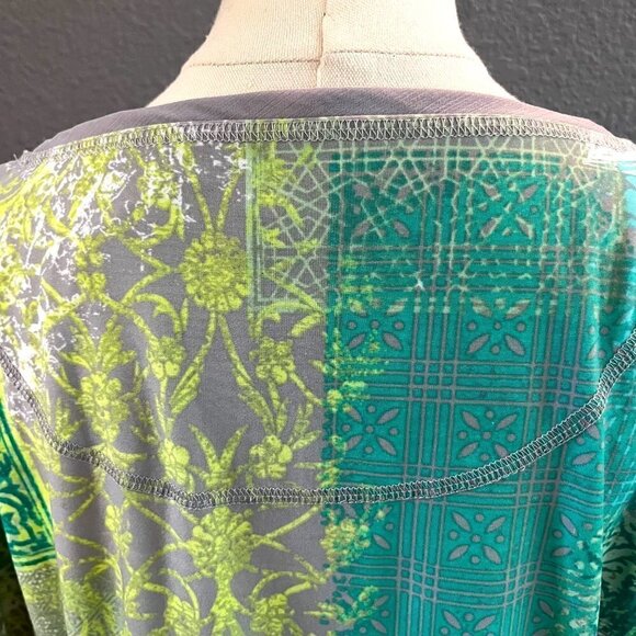 MULTIPLES MISS LIMEZINNA Multi Greens & Gray Tunic Bead & Chiffon Details NWT XL - Picture 6 of 16